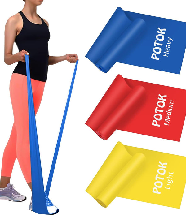 Resistance Exercise Band Kit, for Strength Training, Pilates & Rehab 2M-3pack - Rebx.co.uk