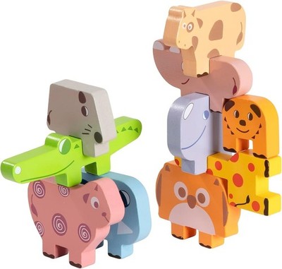 Wisplye Montessori Stacking Game - Wooden Building Blocks For Ages 3-5
