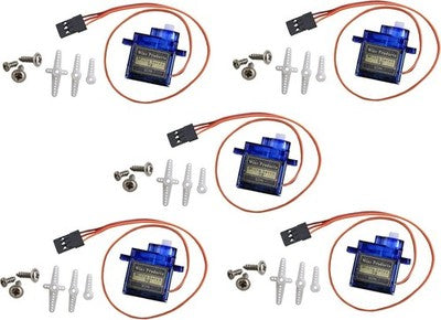 Wize 5-Pack Sg90 Micro Servo Motors - 9G Rc Controls For Robots, Blue