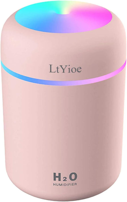 LtYioe Colorful Cool Mini Humidifier, USB Personal Desktop Humidifier Pink - Rebx.co.uk