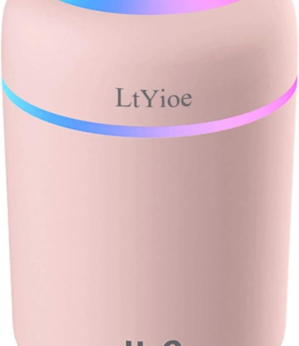 LtYioe Colorful Cool Mini Humidifier, USB Personal Desktop Humidifier Pink - Rebx.co.uk