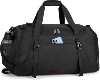 Mens 40L Gym Sports Travel Duffel Bag Wet Pocket Shoe Compartment Black