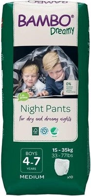 Bambo Nature Dreamy Boy Premium Night Pants - Size Large 35-50Kg, 10 Pairs
