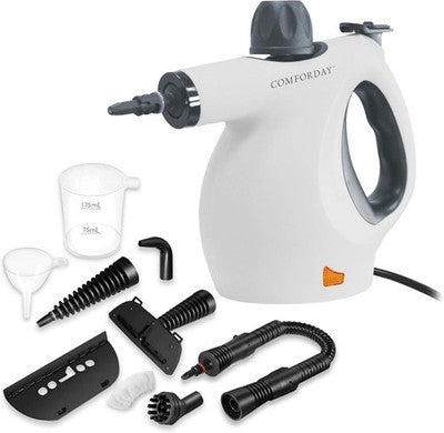 Comforday Handheld Steam Cleaner + 9pc Accessories Multi-Purpose White