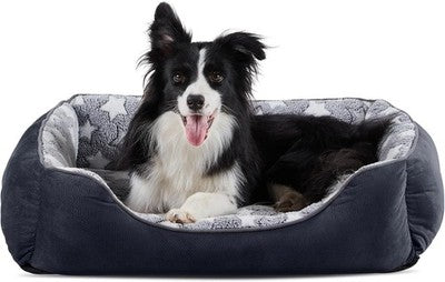 MIXJOY Large Dog Bed 76x61cm Grey Super Soft Rectangle Washable Pet Cushion