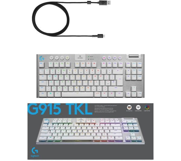 G915 TKL LIGHTSPEED RGB Wireless Mechanical Gaming Keyboard - White