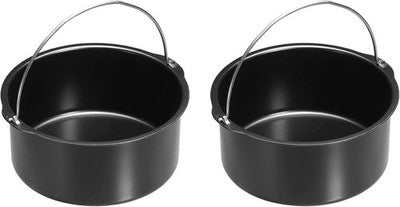 sourcing map Air Fryer Pizza Pan 7.9x3 Inch 304 Stainless Steel 2 Pack