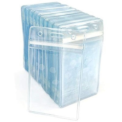 Clear Plastic Vertical ID Card Badge Holders, 100 Pack