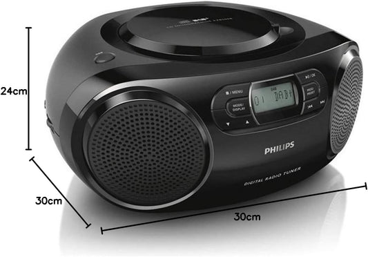 Philips AZB500 CD Player DAB+ FM Radio Dynamic Bass Boost Shuffle 3.5mm Black