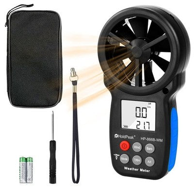 HoldPeak 866B-WM Handheld Anemometer Digital Weather Meter Wind Temp Humidity