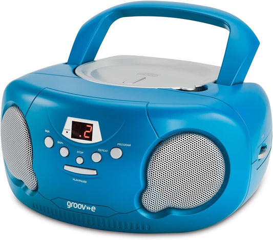 Groov-e Original Boombox & Kids Story CD Bundle 10 Children's Stories - Blue