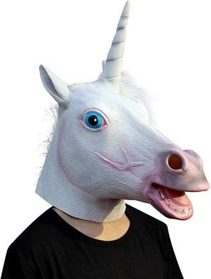 Original Unicorn Latex Mask - High Quality, Eye Holes, Artificial Mane