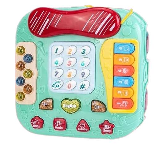 Light Up Musical Toy Phone with Whack A Mole Game, Piano, Pull Along Telephone - Rebx.co.uk