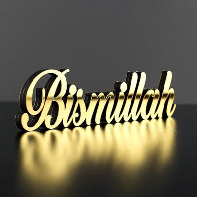 iwa concept Bismillah Gold Islamic Home Decor Table/Shelves Ramadan Eid Gift