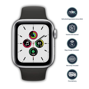 Apple Watch SE (GPS, 40mm) Silver Aluminium Case + White Strap