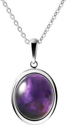 Franki Baker Oval Purple Amethyst Gemstone Pendant 925 Sterling Silver 50cm