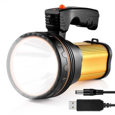 Utry LED Torch Rechargeable 8000 Lumens Water Resistant Flashlight Golden