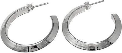 TreasureBay 925 Sterling Silver 3x30mm Stud Hoop Earrings - Silver