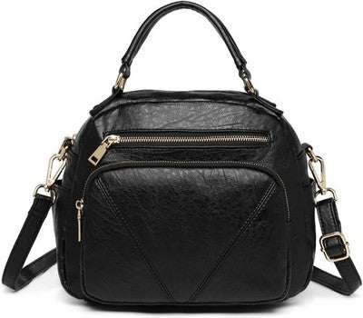 Miss Lulu Bowler Crossbody Handbag Black Top Handles Shoulder Bag