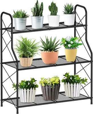 Mutool 3 Tier Metal Plant Stand Bronze Corner Shelf for Indoor Outdoor Plants