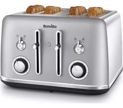 Breville Mostra VTR049 4-Slice Toaster Silver Chrome Kitchen Appliance