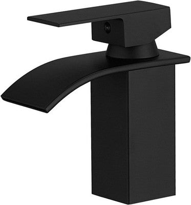 Besy Waterfall Spout Bathroom Sink Mixer Tap - Matte Black Stainless