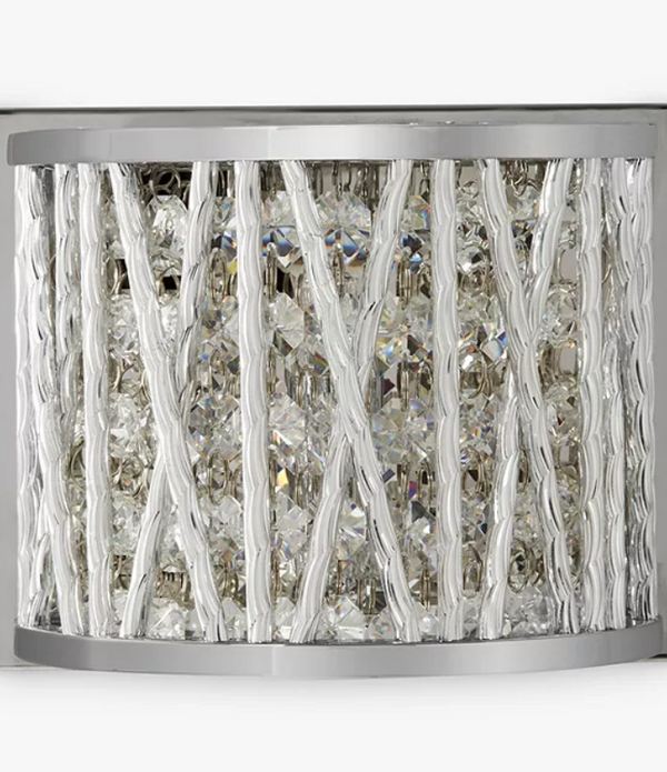 John Lewis Emilia Wall Light Crystal Drum, H13 x W10 x D16cm, Dimmable, Clear - Excellent - Rebx.co.uk