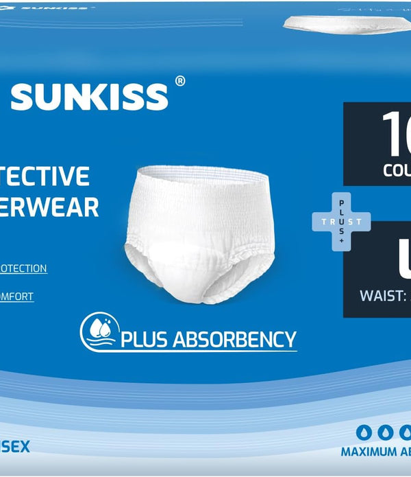 Sunkiss Large Incontinence Pads, 16 Pack, White, 35-44