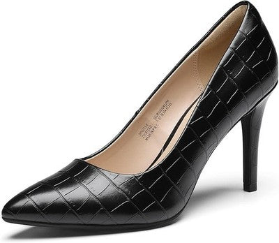 DREAM PAIRS Women's Court Shoes Pointed Toe High Heels Black/Stone Size 6.5 UK