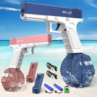 VATOS Electric Water Guns 2 Pack Rechargeable 984cc 4 Magazines 32 ft Blue/Pink