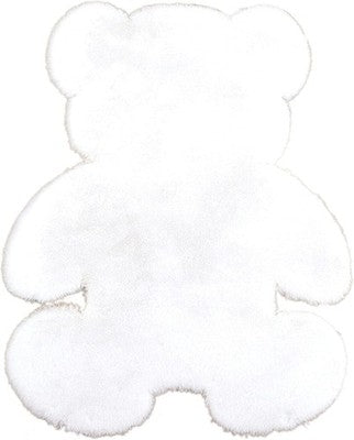 Kripinc Fluffy Bear-Shaped Faux Fur Rug - White, Anti-Skid Sheepskin Decor