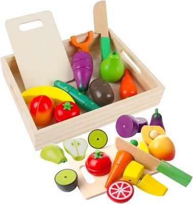 Wooden Food Toys Play Kitchen Fruit and Vegetables Educational Magnetic Set