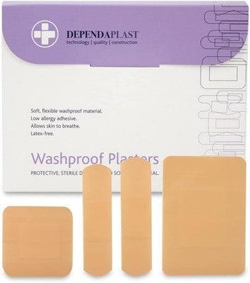 Dependaplast Washproof Plasters - 100 Assorted, Waterproof, Flexible