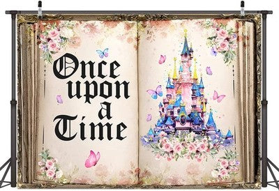 AIIKES 8x6FT Fairy Tale Book Castle Photography Backdrop Princess Party 12-542