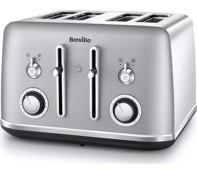 Breville Mostra VTR049 4-Slice Toaster Silver Chrome Kitchen Appliance