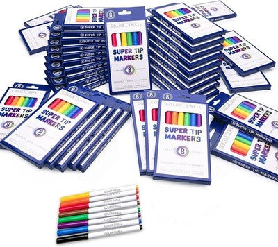 Color Swell Super Tip Washable Markers Bulk 288 Pack 36 Boxes Classroom Kids Art
