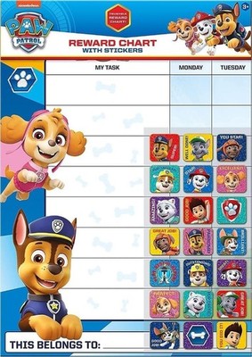 P Aw Patrol Reusable Reward Chart With Reusable Stickers