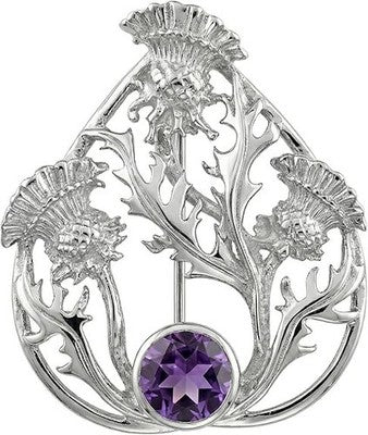 CAIRN 925 Silver Scottish Thistle Brooch Amethyst Gift Box Baird 6122