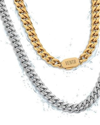 VENTR 6mm Mens Cuban Link Chain Stainless Steel Waterproof Silver