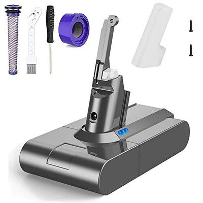 V8 Battery 21.6V 6000mAh for Dyson SV10 V8, with 2 Filters + Brush