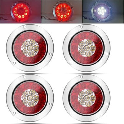 Biqing 4pcs 4in Round LED Brake/Tail Lights 12V/24V IP67 Trailer Truck
