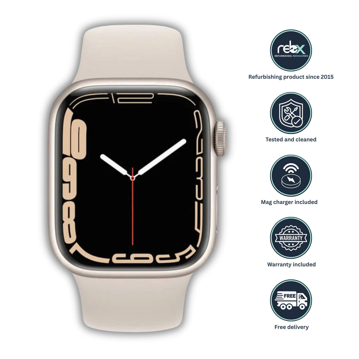 Apple Watch Series 7 (GPS, 41mm) Starlight Case + Starlight Sport Band