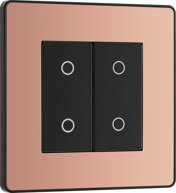 BG Evolve Polished Copper Screwless Double Secondary Touch Dimmer PCDCPTDS2B - Excellent - Rebx.co.uk