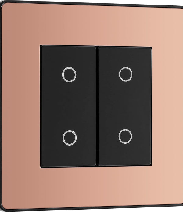 BG Evolve Polished Copper Screwless Double Secondary Touch Dimmer PCDCPTDS2B - Excellent - Rebx.co.uk