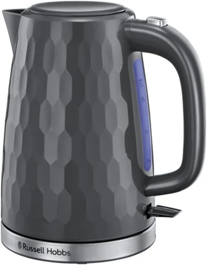 Russell Hobbs Honeycomb Electric 1.7L Cordless Kettle Fast Boil 3KW, Grey matt