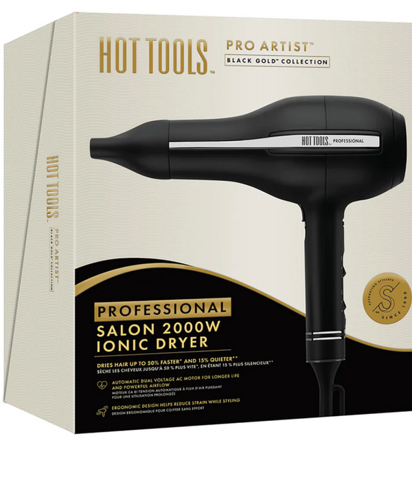 Hot Tools Ionic Dryer ProArtist - Black Gold, 2000W AC motor, Ceramic, BRAND NEW - Rebx.co.uk