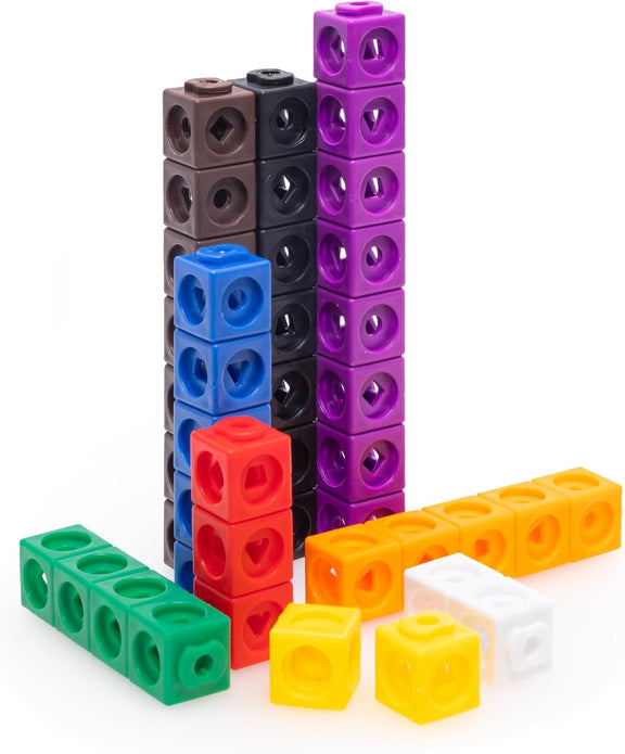 Maths Cubes - 100-Piece Set of Fidget Linking Cubes for Early Learning and Maths - Rebx.co.uk