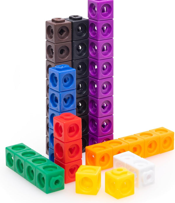 Maths Cubes - 100-Piece Set of Fidget Linking Cubes for Early Learning and Maths - Rebx.co.uk