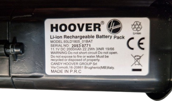 Replacement Hoover rechargeable battery 93LD1805_01BAT - Rebx.co.uk