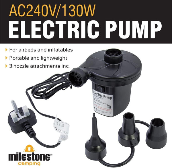 Milestone Camping Electric Air Pump, AC240V 130W, Model 83150